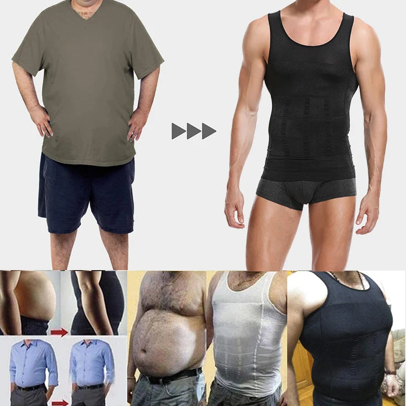 Men Slimming Body Shaper Abdomen Reducer Waist Trainer Vest Tummy Control Posture Shirt Back Correction Tank Top Shaperwear