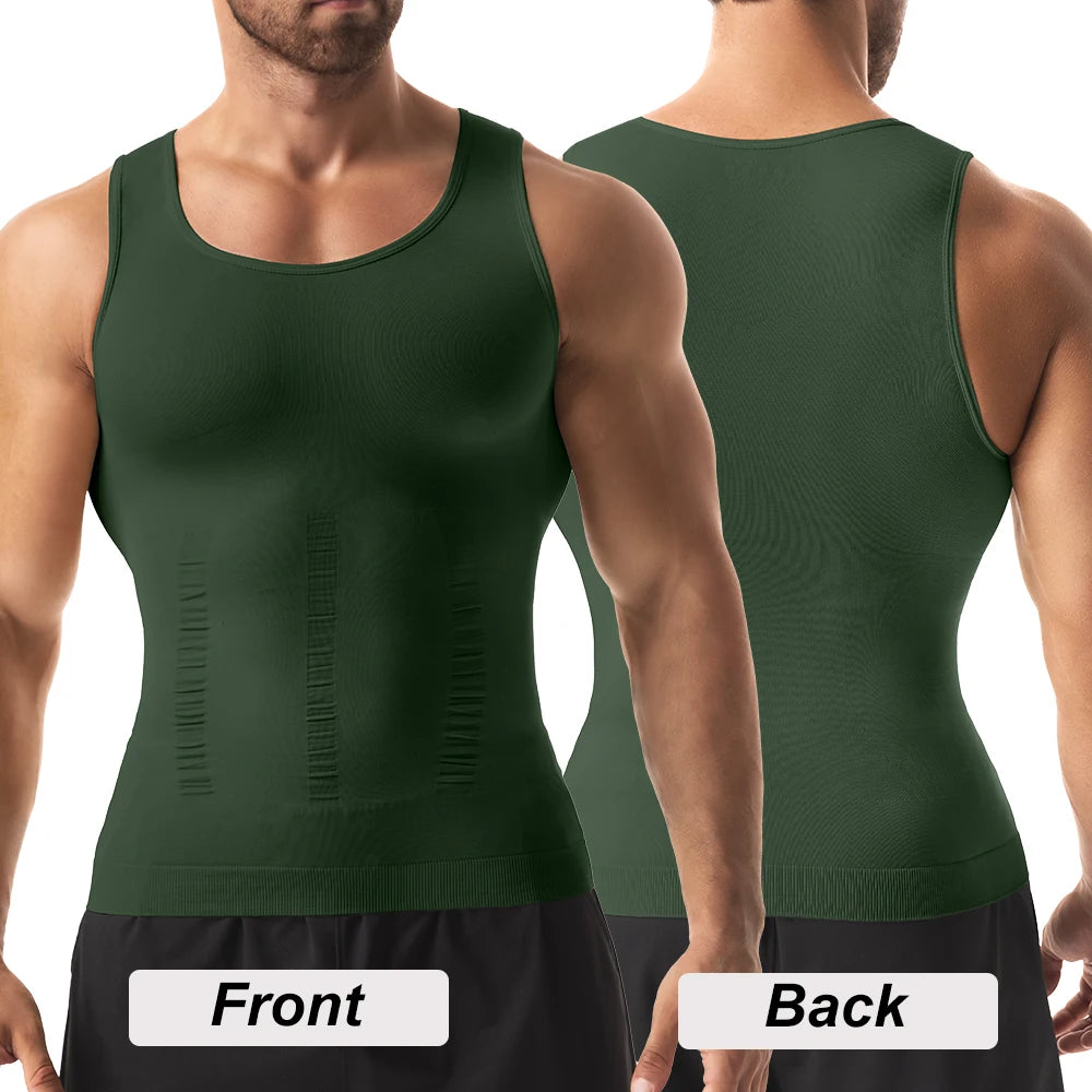Men Slimming Body Shaper Abdomen Reducer Waist Trainer Vest Tummy Control Posture Shirt Back Correction Tank Top Shaperwear