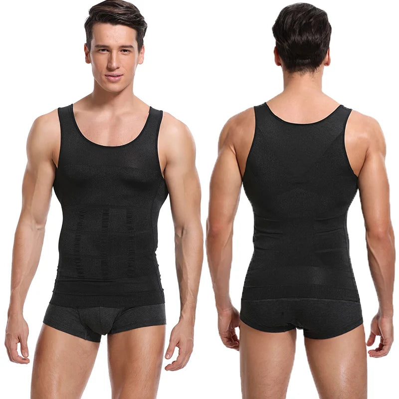 Men Slimming Body Shaper Abdomen Reducer Waist Trainer Vest Tummy Control Posture Shirt Back Correction Tank Top Shaperwear