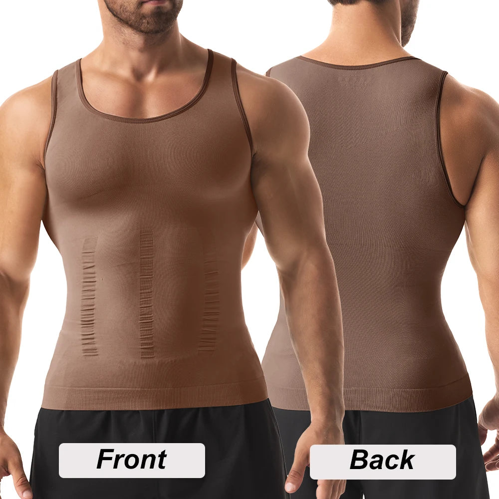Men Slimming Body Shaper Abdomen Reducer Waist Trainer Vest Tummy Control Posture Shirt Back Correction Tank Top Shaperwear