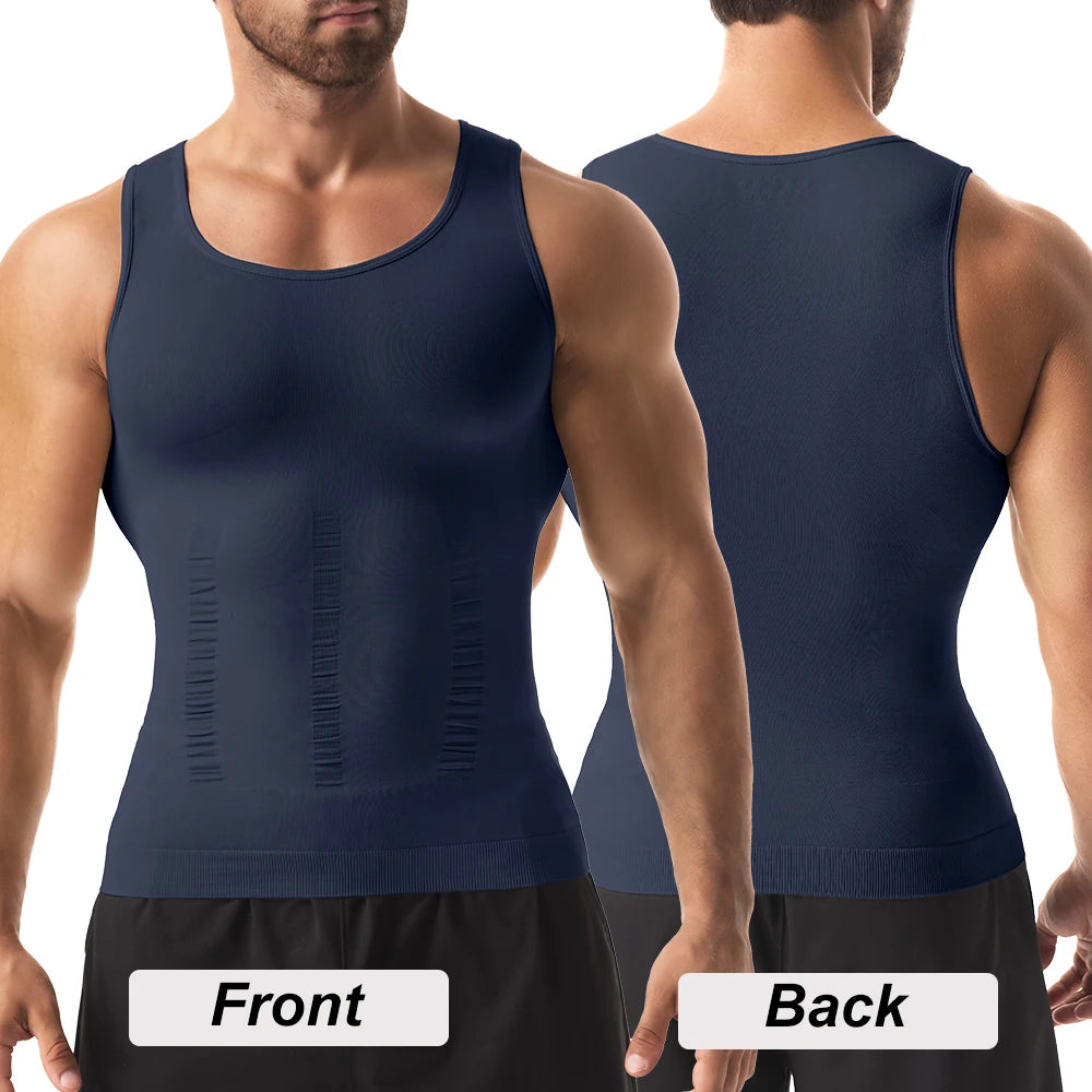Men Slimming Body Shaper Abdomen Reducer Waist Trainer Vest Tummy Control Posture Shirt Back Correction Tank Top Shaperwear
